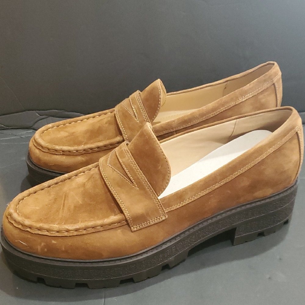 Nine‎ West Keram Light Brown Suede rugged sole Loafers size 12 brand new